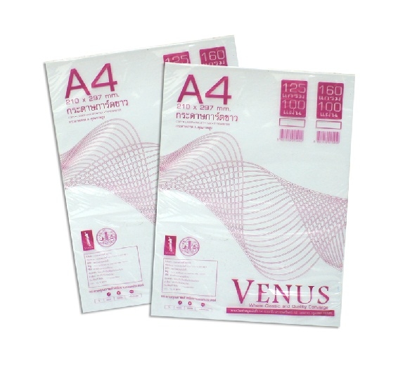 กระดาษการ์ดสีขาว A4 Venus 125 Gsm.