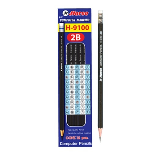 ดินสอไม้ เขียนแบบ ตราม้า H-9100 เกรด 2B