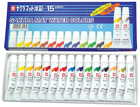 ชุดสีน้ำsakura mat water colors15 สี 5 ml.
