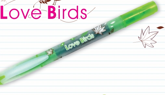 ปากกาเน้นข้อความ 2 หัว Love Birds 333 Triple 3 สีเขียว