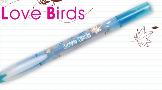 ปากกาเน้นข้อความ 2 หัว Love Birds 333 Triple 3 สีฟ้า