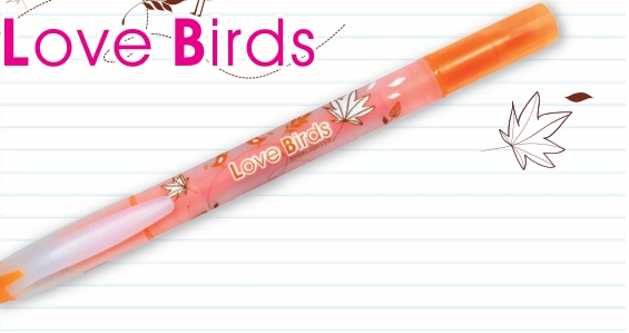 ปากกาเน้นข้อความ 2 หัว Love Birds 333 Triple 3 สีส้ม