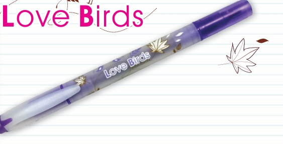 ปากกาเน้นข้อความ 2 หัว Love Birds 333 Triple 3 สีม่วง