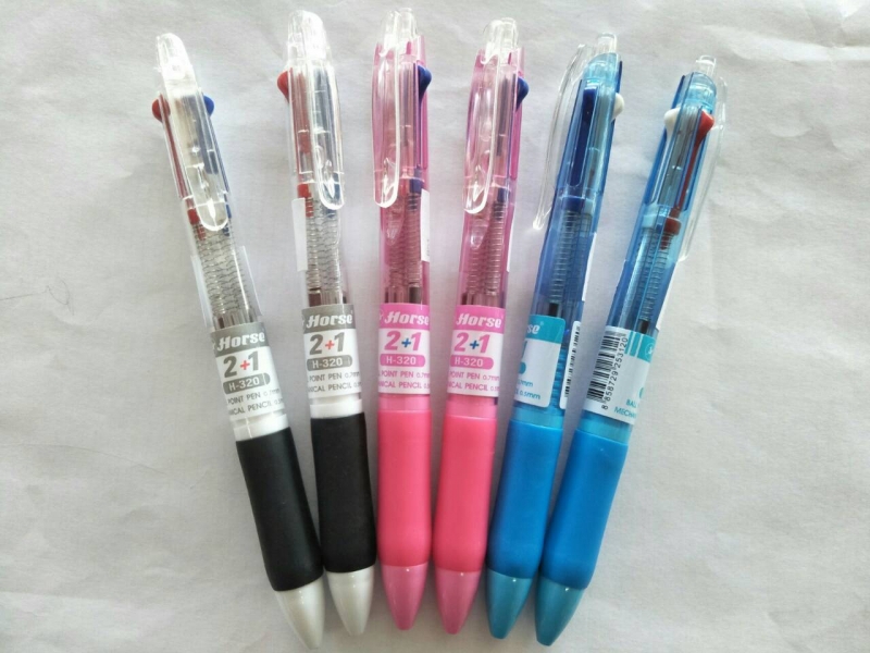 ปกากาลูกลื่น 2 สี + ดินสอกด ตราม้า H-320 หมึกน้ำเงิน