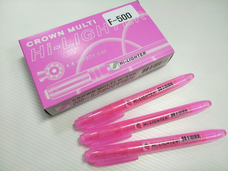 ปากกาเน้นข้อความ กลิ่นผลไม้ Crownhijell F-500 Hi-Lighter Fruit Scented สีชมพู