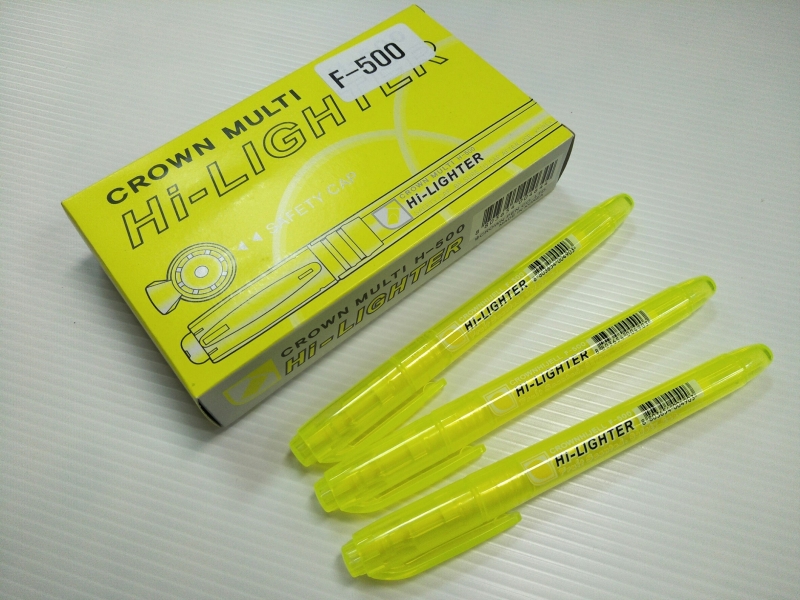 ปากกาเน้นข้อความ กลิ่นผลไม้ Crownhijell F-500 Hi-Lighter Fruit Scented สีเหลือง