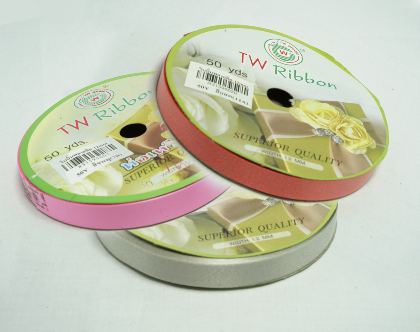 ริบบิ้นพลาสติก 12mm TW BRAND ทุกสี/ทุกรหัส เบอร์ 2