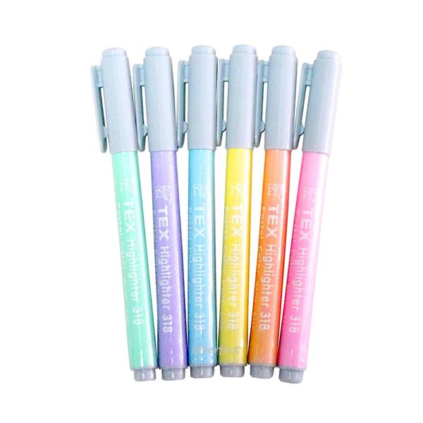 ปากกาเน้นข้อความ สีพาสเทล TEX 318 Highlighter Pastel Color (Pack 6) คละสี