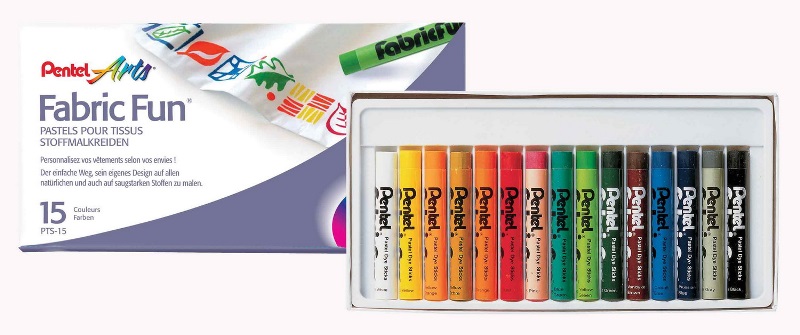 สีเทียนเขียนผ้า Pentel 15 สี PTS-15