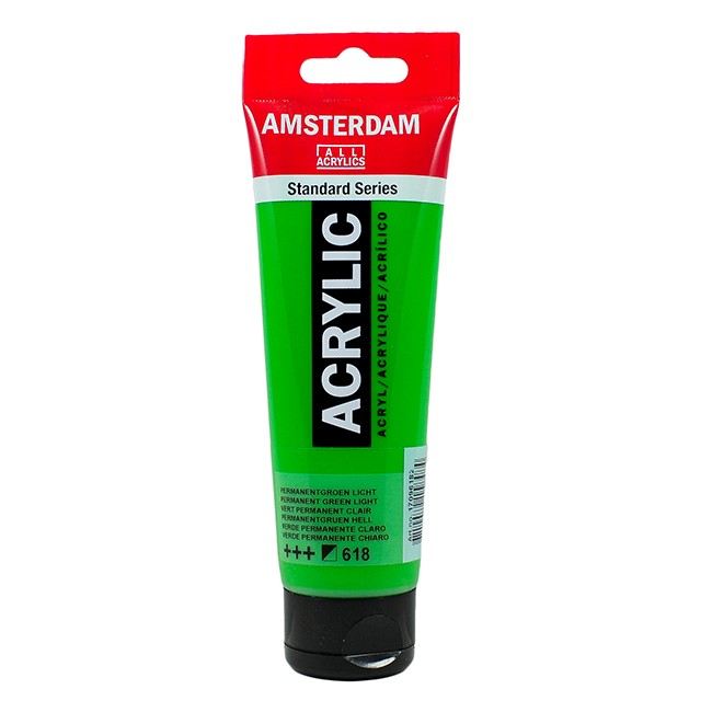 สี AMSTERDAM  Acrylic 120ml. #618 Permanent Green Light