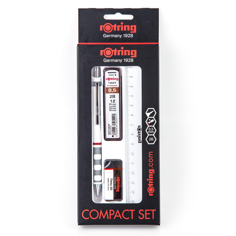 ชุดดินสอกด Rotring Tikky 0.5 Compact set + ไส้ดินสอ + ยางลบ +ไม้บรรทัด คละสี