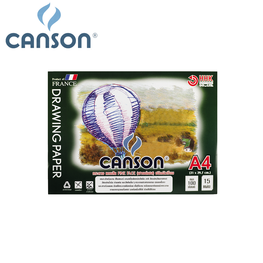 สมุดวาดเขียนร้อยปอนด์ CANSON ขนาด A4 ผิวหยาบเรียบ 15 แผ่น - 600654