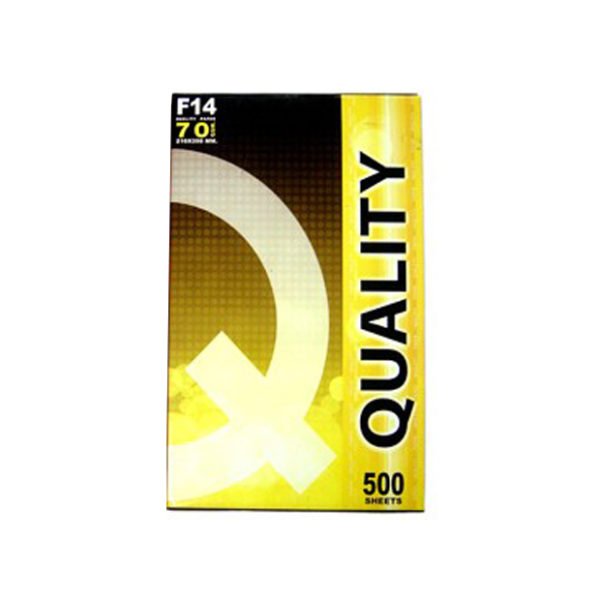 (SALE)กระดาษคอลลิตี้ Quality F14 70Gsm  (แพ็คสีเหลือง) (เนื้อกระดาษสีขาว)