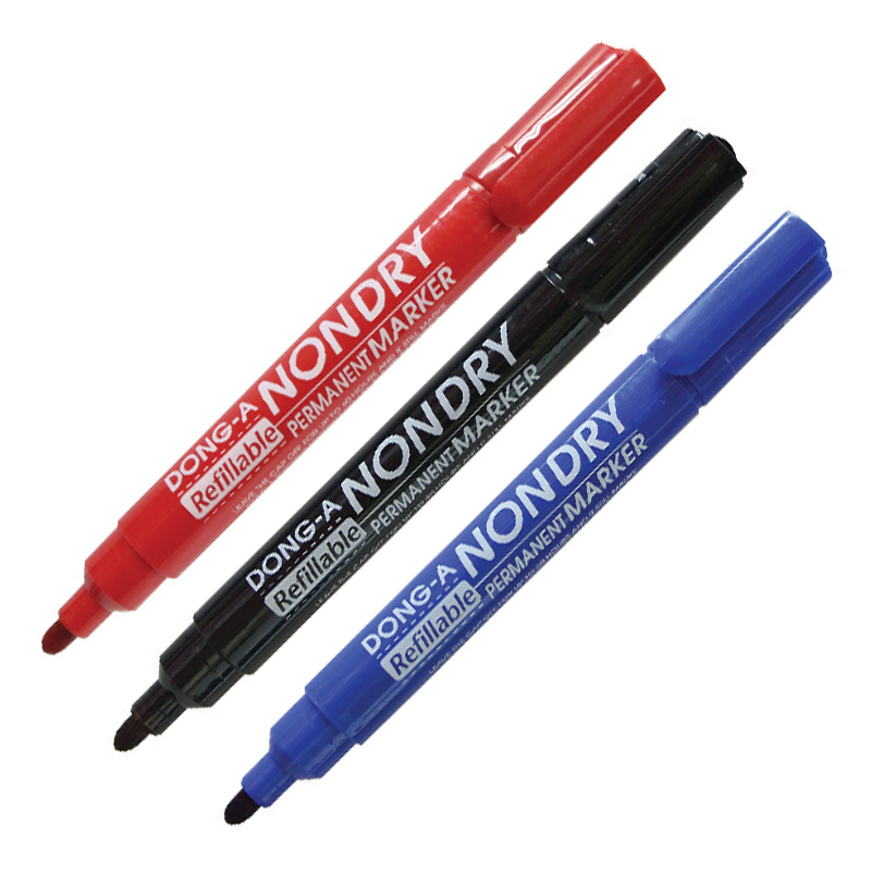 ปากกาเคมี DONG-A NONDRY Refillable Permanent Marker สีดำ