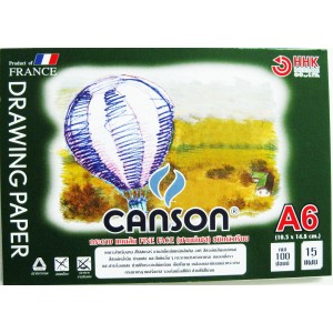 สมุดวาดเขียนร้อยปอนด์ CANSON ขนาด A6 ผิวเรียบ หนา 100 ปอนด์ บรรจุ 15 แผ่น - 600656