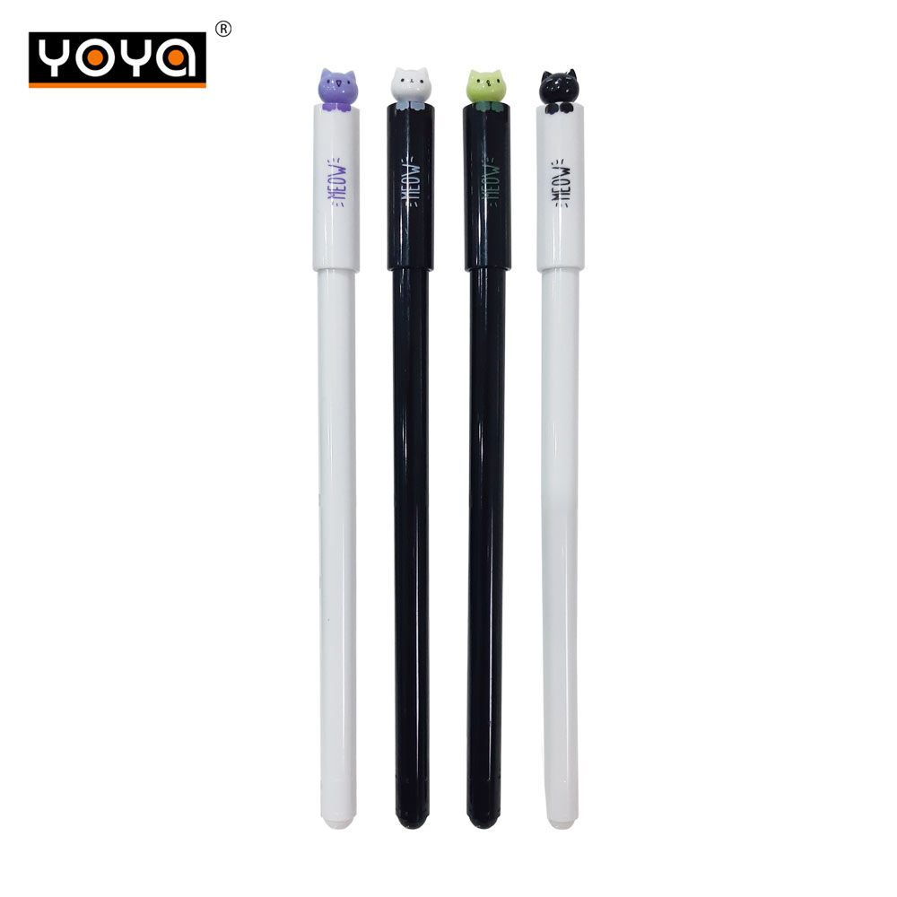 ปากกาเจลเพน YOYA No.DS-265G  - 0.5mm. สีน้ำเงิน แบบปลอกลายแมวคละสี