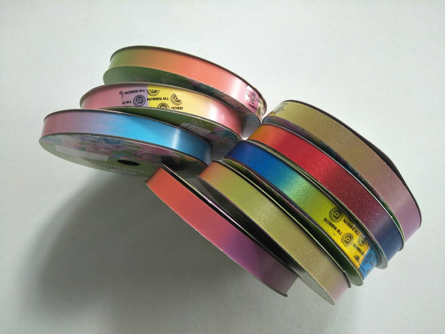 ริบบิ้นพลาสติก Rainbow สายรุ้ง12mm TW BRAND ทุกสี/ทุกรหัส เบอร์ 2