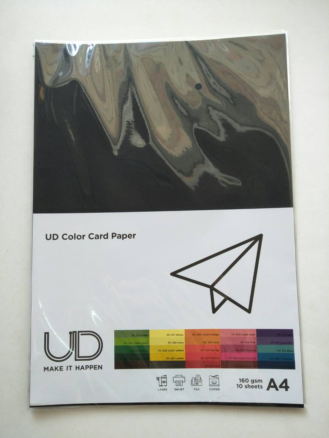 กระดาษสี 2 หน้า UD Paper Color ขนาด A4 No.UC405 160g สีดำ