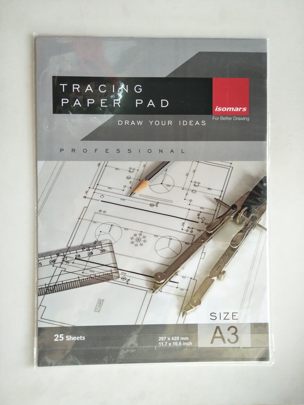 กระดาษลอกลาย A3 255 ISOMARS ISM-TPA3 Tracing Paper Pad ขนาด297x420 mm. จุ25แผ่น