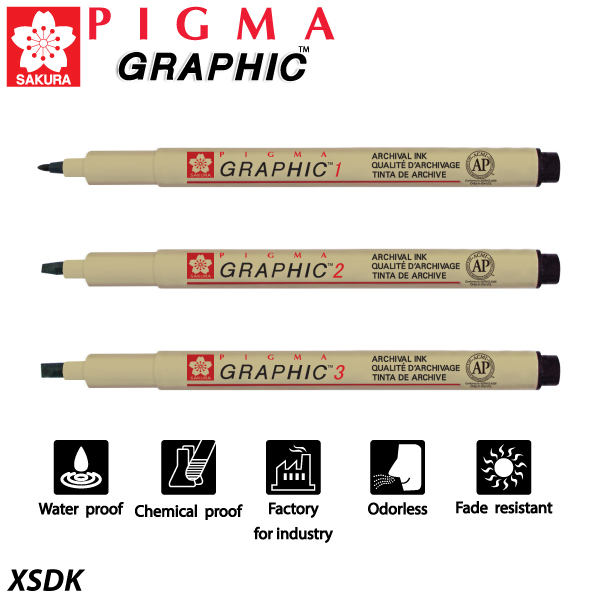 (SALE)ปากกา Sakura Pigma Graphic สีดำ ขนาด 3