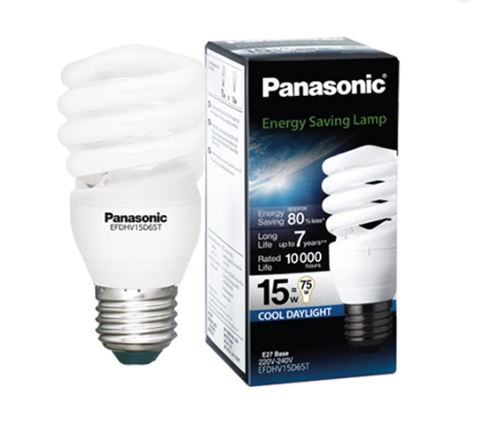 หลอดไฟ(ประหยัด) Panasonic Energy Saving ขนาด 15 วัตต์ (Cool Daylight)