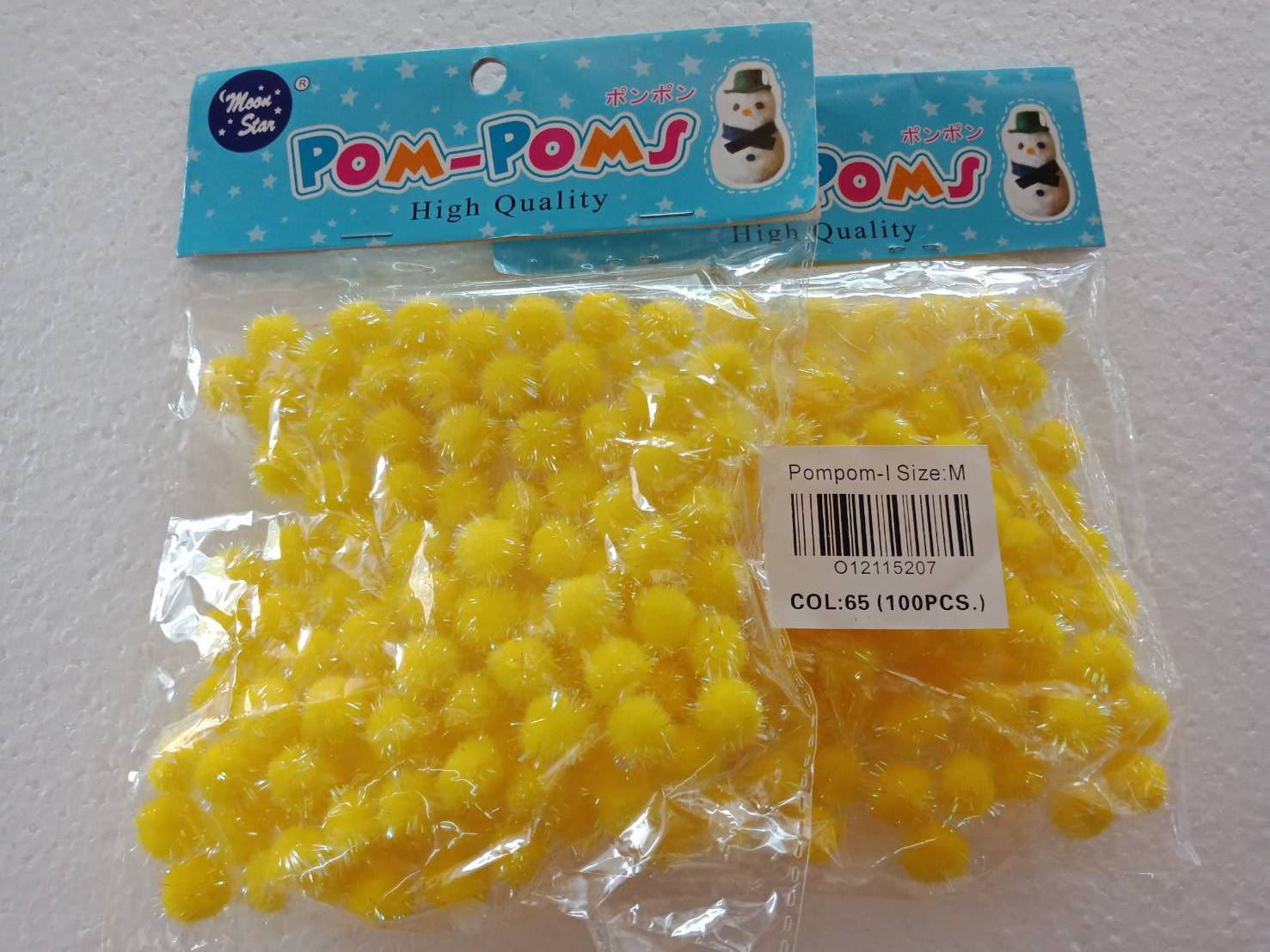 Pom-Poms I Size M COL: 65  Moon Star (จุ100ชิ้น) สีเหลือง