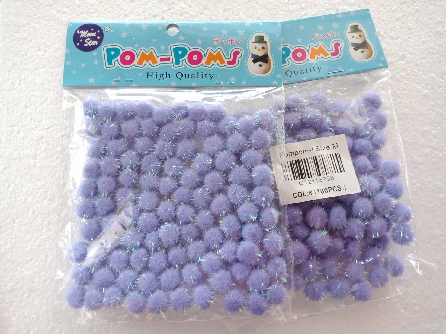 Pom-Poms I Size M COL: 8  Moon Star (จุ100ชิ้น) สีม่วง