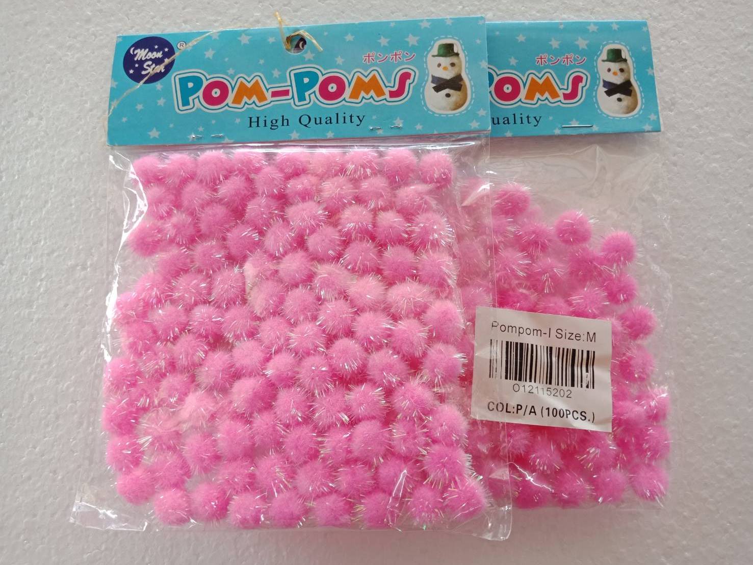 Pom-Poms I Size M COL: P/A  Moon Star (จุ100ชิ้น) สีชมพู