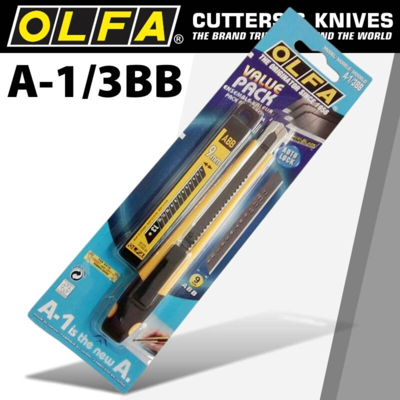 คัตเตอร์ OLFA รุ่น A/3BB / A-1/3BB ใบมีดดำ