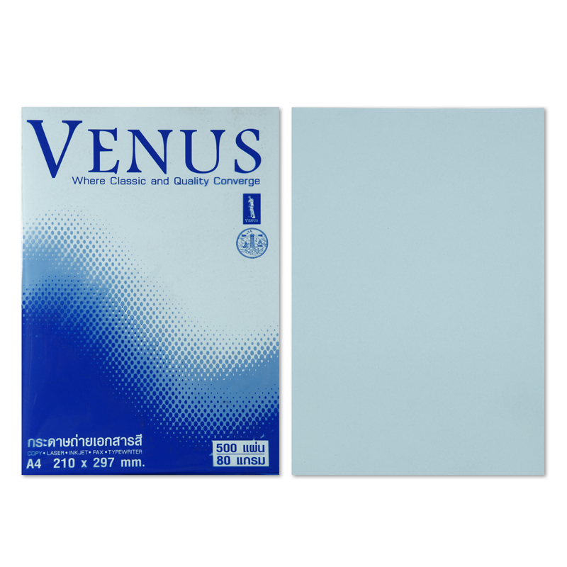 กระดาษถ่าย เอกสารสี A4 Venus 80 Gsm. No. 01