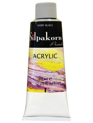 สีอะครีลิคศิลปากร 60 ml NO.130 Acrylic colors silpakorn  IVORY BLACK