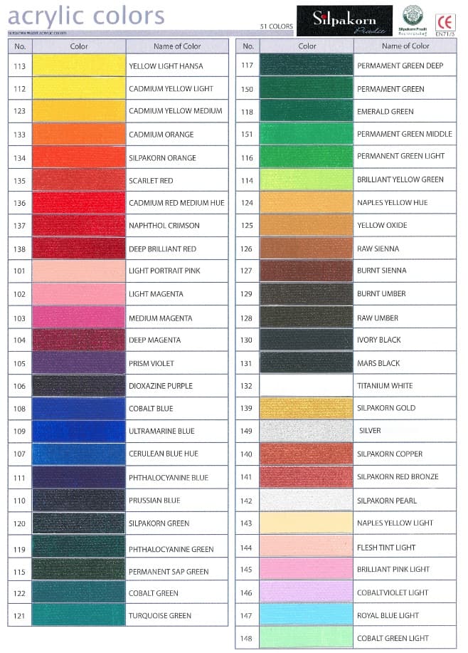 สีอะคริลิค Silpakorn (116 Permanent Green Light ) 60 ml.