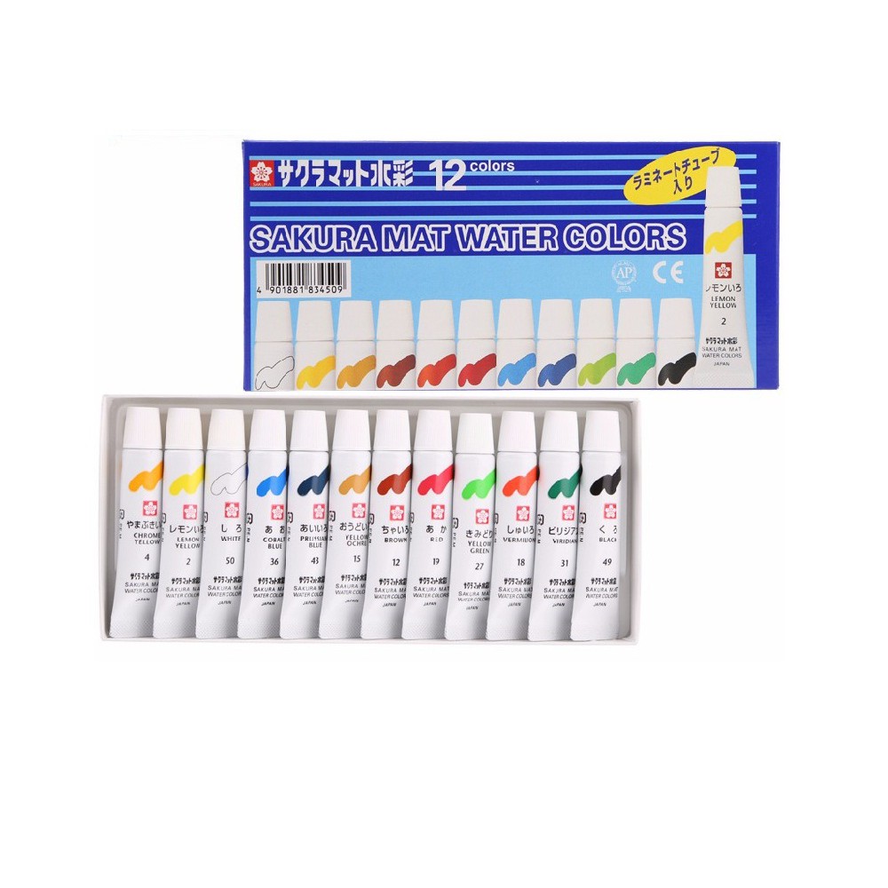 ชุดสีน้ำsakura mat water colors12 สี 5 ml.